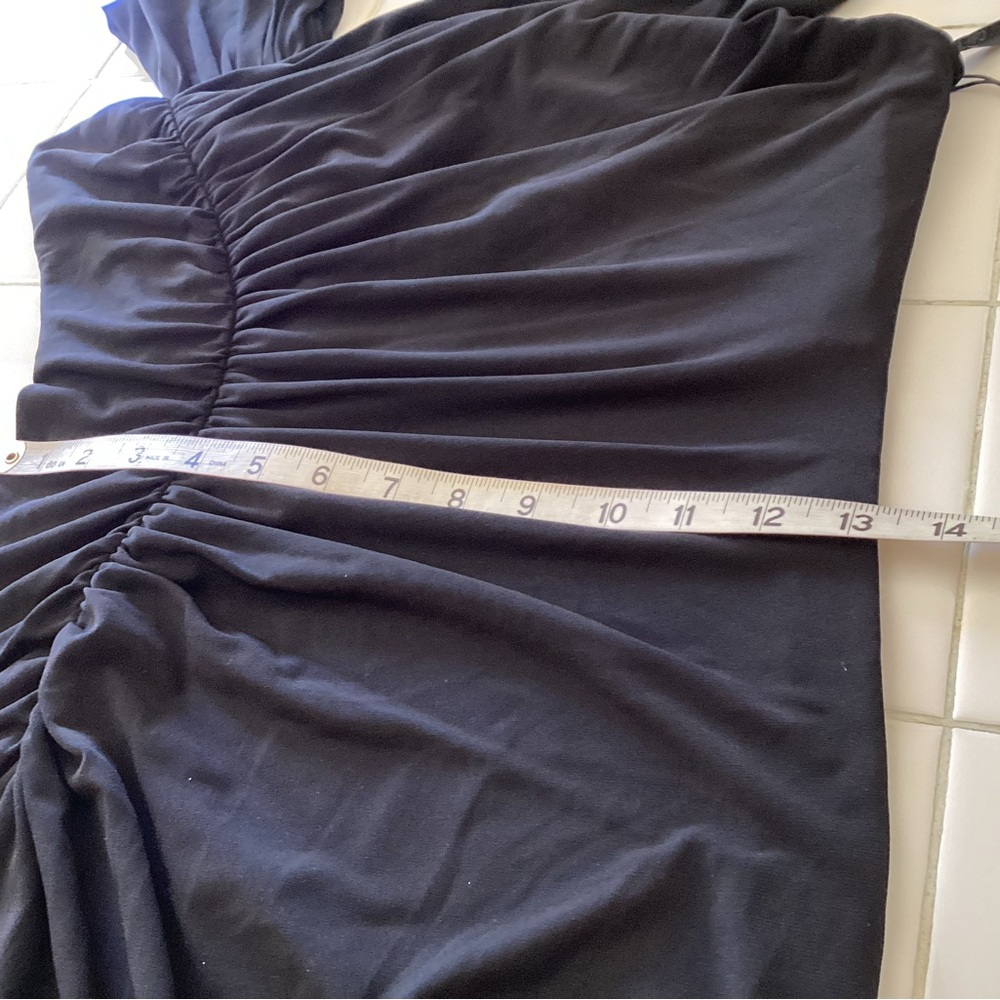 NWT Calvin Klein Black Asymmetrical Ruched Jersey Long Gown - Picture 8 of 15